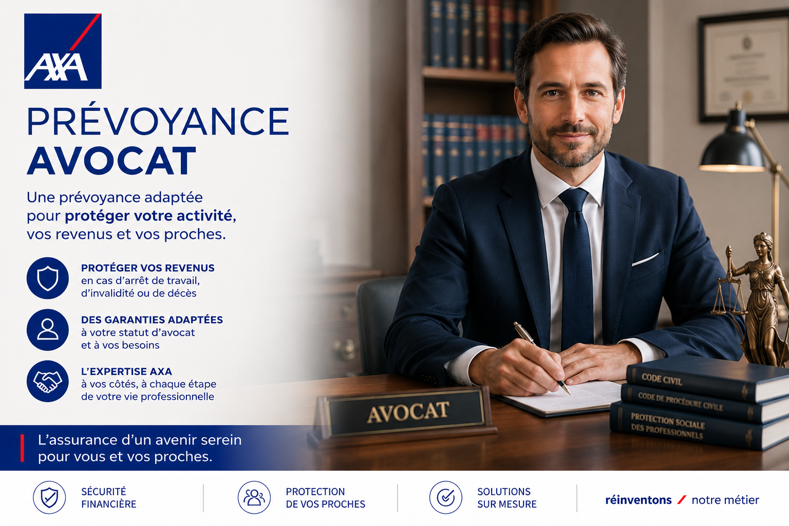 avocat dans son cabinet assuré en cas d'arrêt de travail par axa