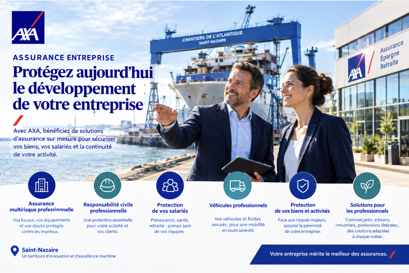 Agence AXA Saint-nazaire, conseil en assurance professionnelle, spécialisé chantiers navals