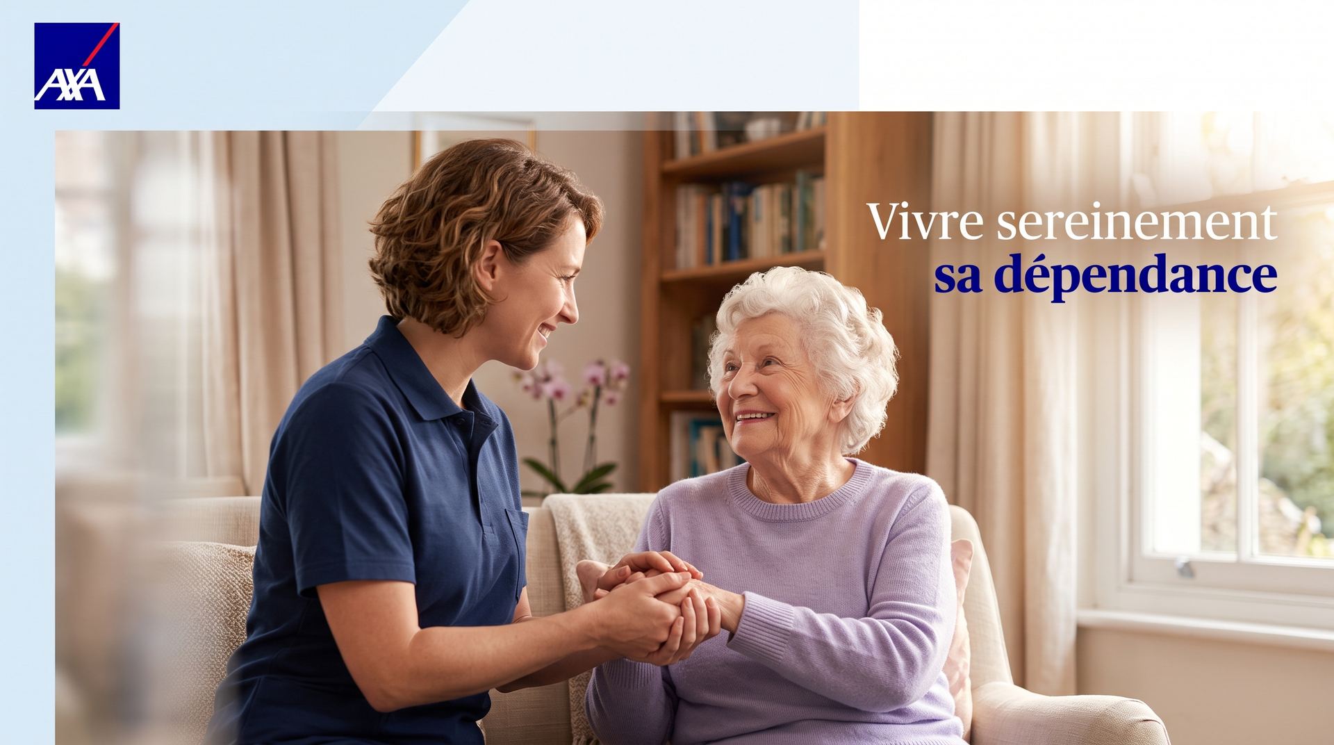 Senior accompagné à domicile grâce à l'assurance dépendance Entour'Age AXA